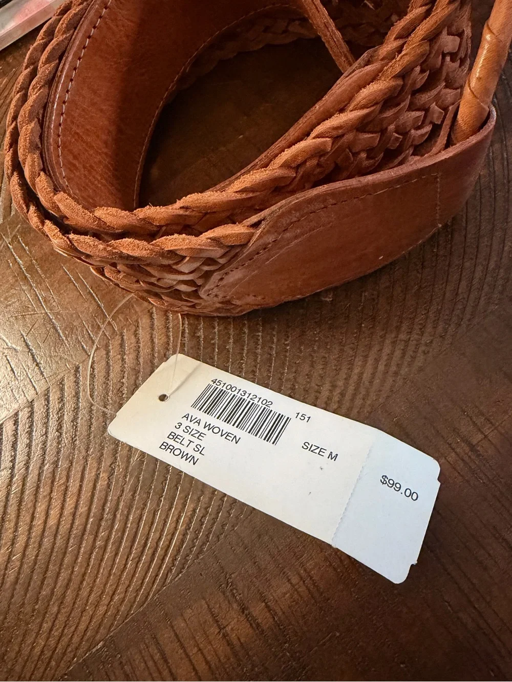 Chico's Braided Leather Belt in Cognac Brown